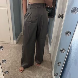 Grey wide leg trousers